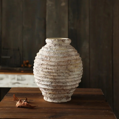 Retro Nostalgic Rough Clay Pottery Vase – Handmade Vintage Home Decor
