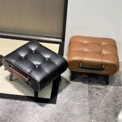 Nordic Luxury Leather with Handle Portable Foot Step Stool