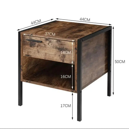 Retro Style Bedside Table with Drawer and Open Storage