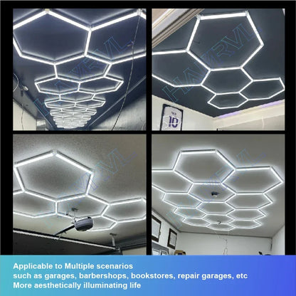 Hexagonal Ceiling Light – Ultra-Bright 6500K LED Light for Barbershop, Garage, Gym & More!
