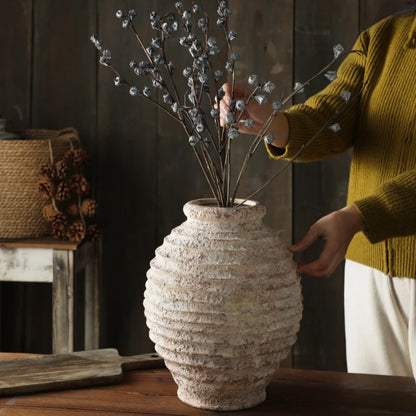 Retro Nostalgic Rough Clay Pottery Vase – Handmade Vintage Home Decor