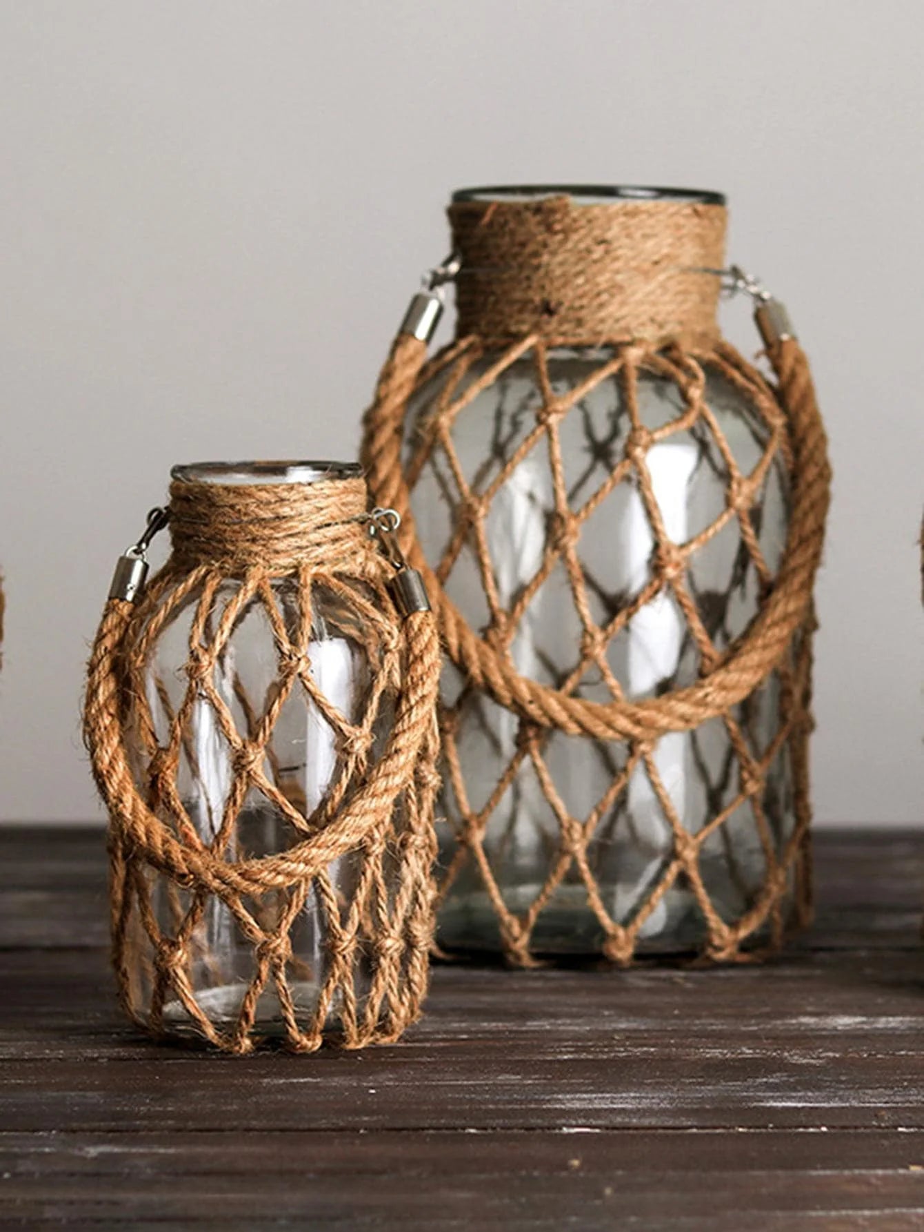 Hand Woven Hemp Rope Glass Vase – Boho Home Decor by Housite