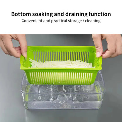 12-in-1 Multifunctional Vegetable Slicer & Chopper – Green & Black | Versatile Fruit, Potato, and Carrot Grater with Drain Basket