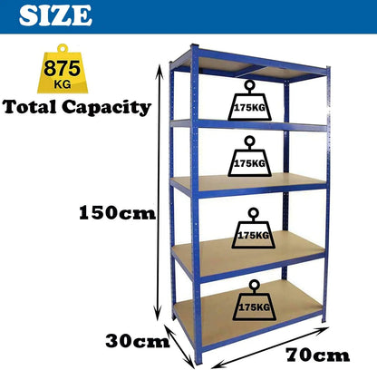 5-Tier Garage Shelving Unit – Heavy-Duty Metal Storage Rack for Workshop, Warehouse, Home, Office &amp; Pantry