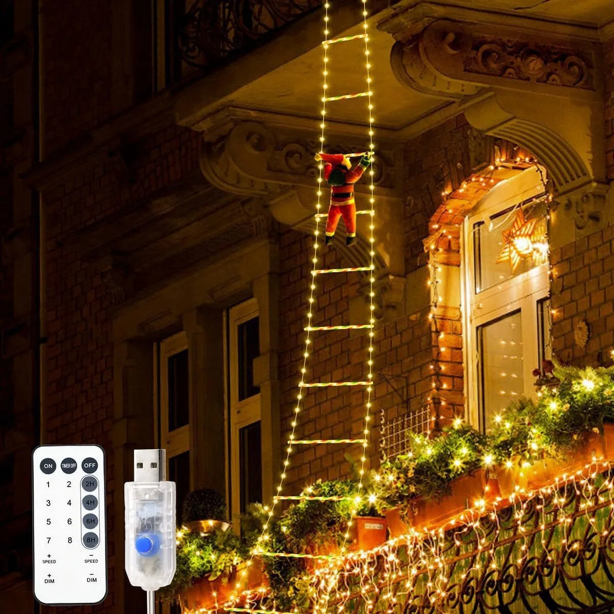 1.5/3M LED Santa Claus Climbing Ladder - Housite 1.5M Warm