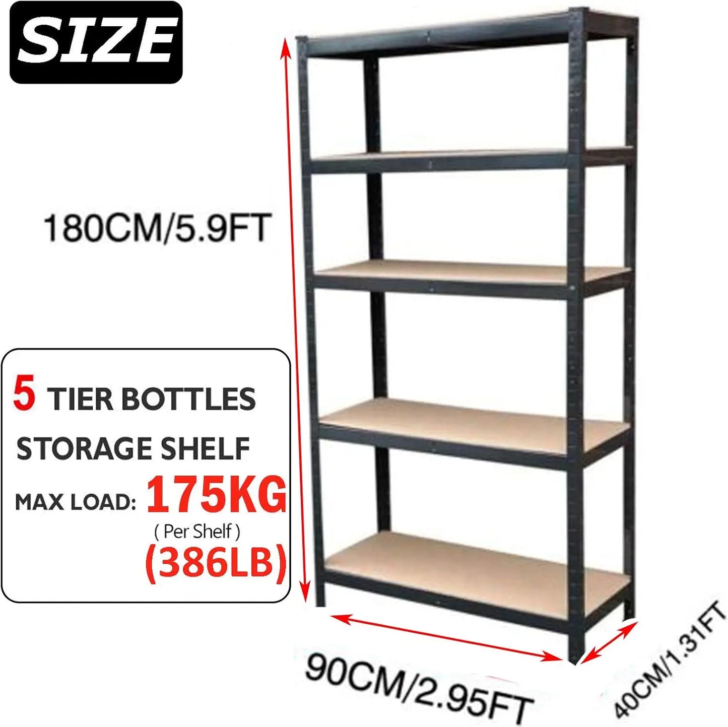 5-Tier Garage Shelving Unit – Heavy-Duty Metal Storage Rack for Workshop, Warehouse, Home, Office &amp; Pantry
