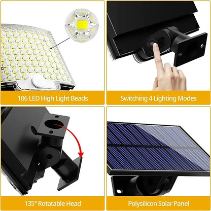 Super Bright 106 LED Solar Split Wall Lamp - Motion Sensor Lighting