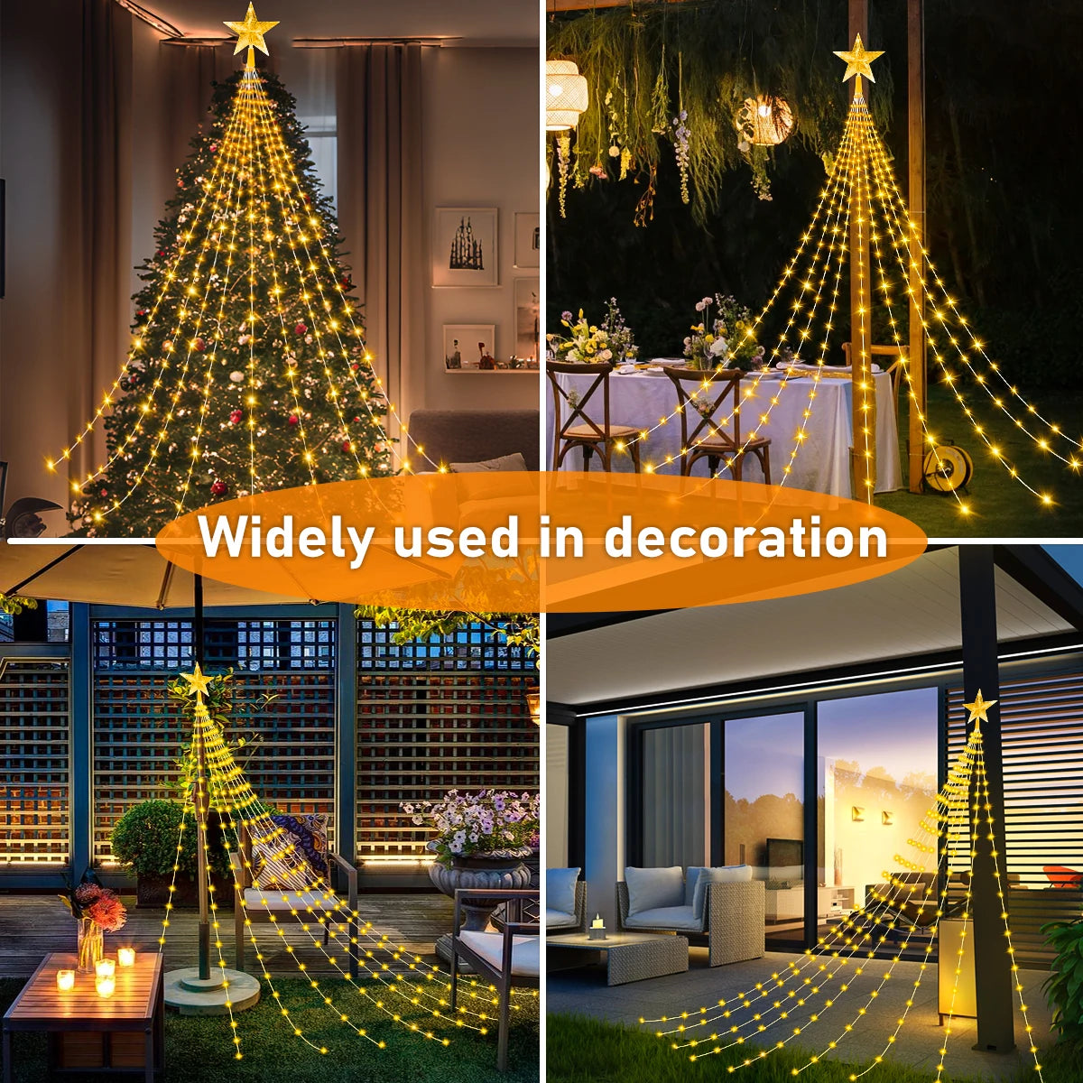 LED Outdoor Christmas Tree Decorations Lights USB 2/3M Waterproof Fairy String Lights 8 Modes Indoor Yard Wedding Party Lighting - Housite White / 2M 192LEDS