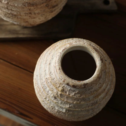 Retro Nostalgic Rough Clay Pottery Vase – Handmade Vintage Home Decor