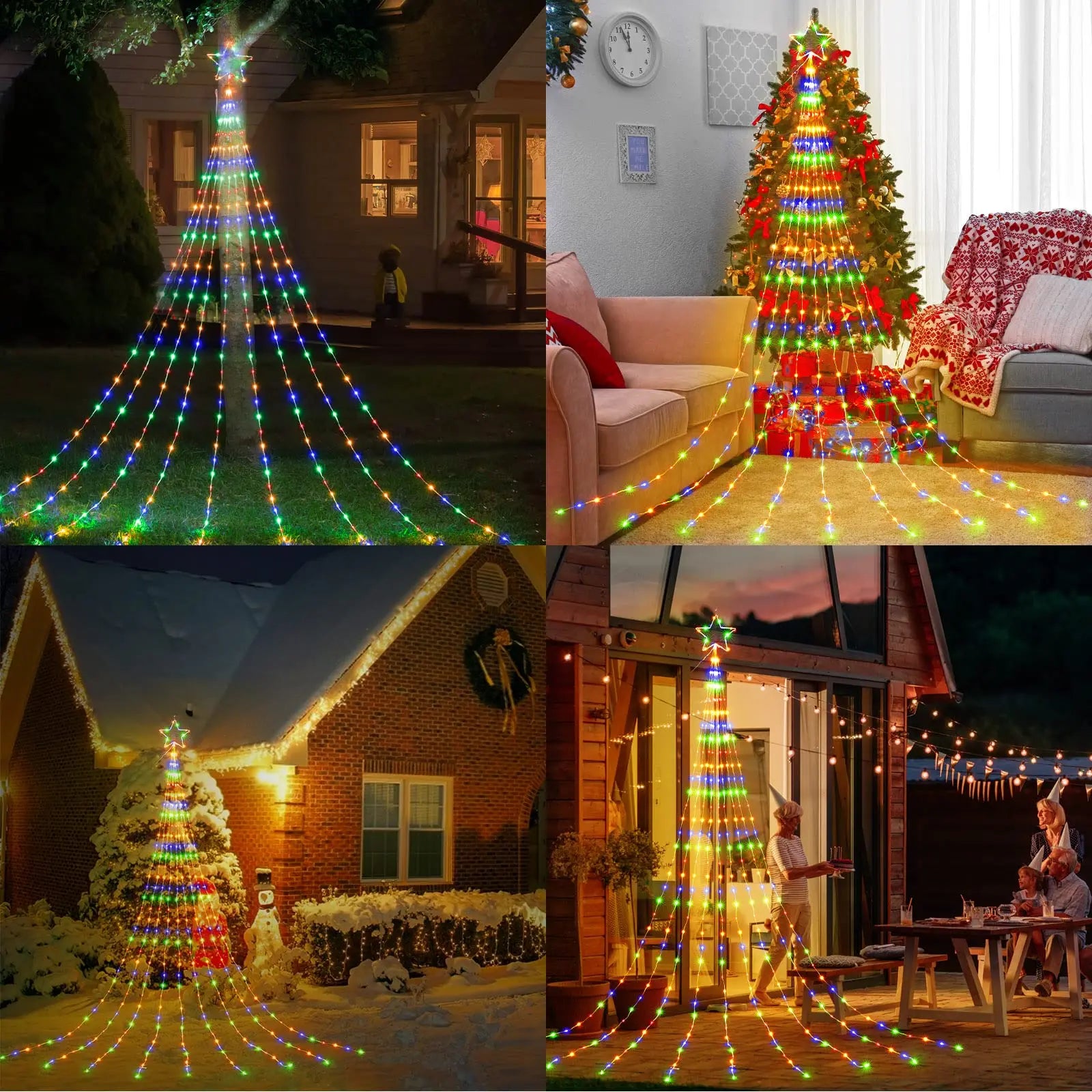 LED Outdoor Christmas Tree Decorations Lights USB 2/3M Waterproof Fairy String Lights 8 Modes Indoor Yard Wedding Party Lighting - Housite White / 2M 192LEDS