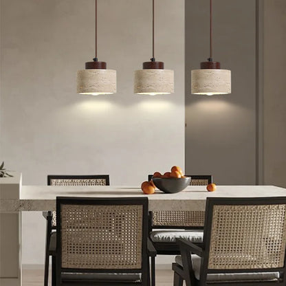 Japanese Modern Designer Wabi-Sabi Bedroom Bedside Lighting with stone chandelier pendant lamps.