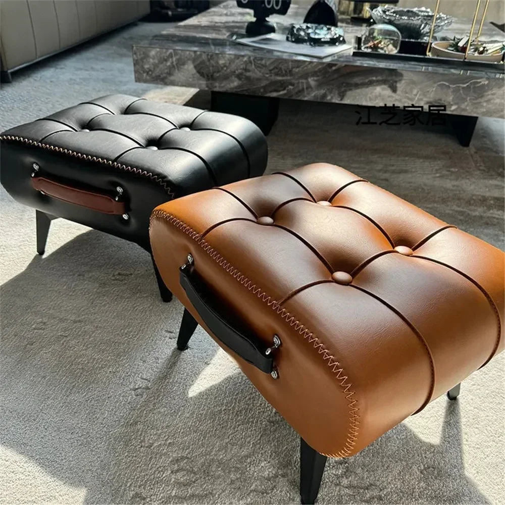 Nordic Luxury Leather with Handle Portable Foot Step Stool