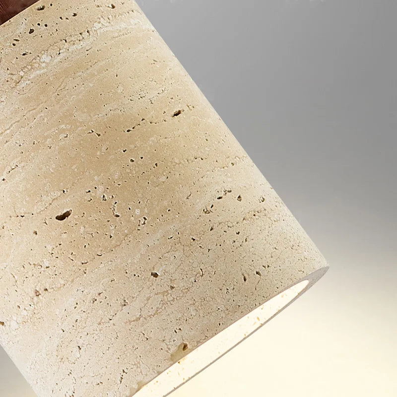 Japanese Modern Designer Wabi-Sabi Bedroom Bedside Lighting - Yellow Cave Stone Chandelier close-up.