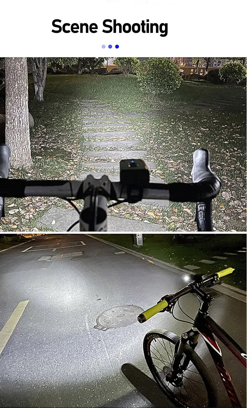Bike Light T6 LED Rechargeable Bicycle Headlight – Type-C USB, Waterproof MTB Front Lamp, Powerful Night Cycling Flashlight in use
