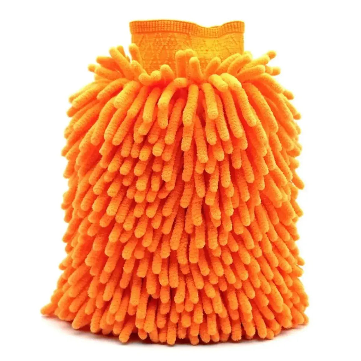 Housite Double-Sided Microfiber Car Wash Mitt in vibrant orange color, featuring ultra-absorbent chenille for scratch-free cleaning.