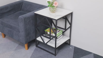 White Marble Top Side Table – Modern Moroccan Design