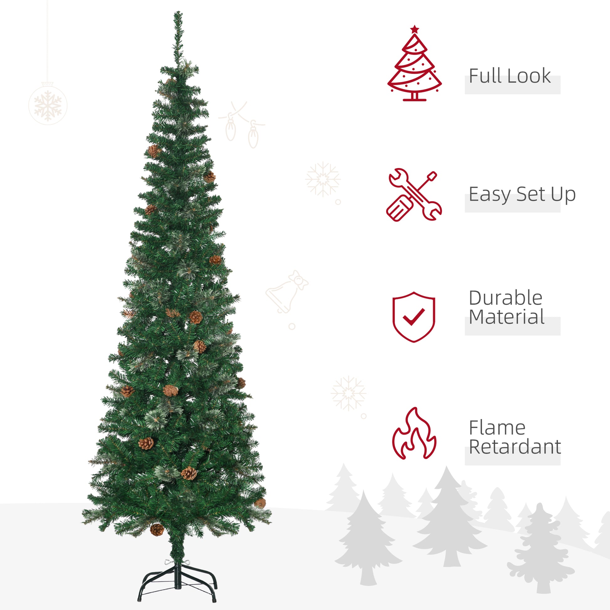 5.5FT Artificial Slim Christmas Tree - Housite green / 5.5ft / UNITED KINGDOM