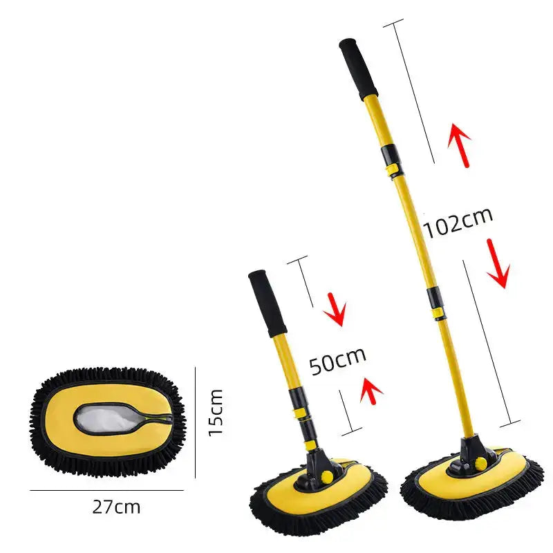 Telescoping car wash mop brush with adjustable handle for vehicle cleaning, featuring a soft microfiber head for streak-free results.