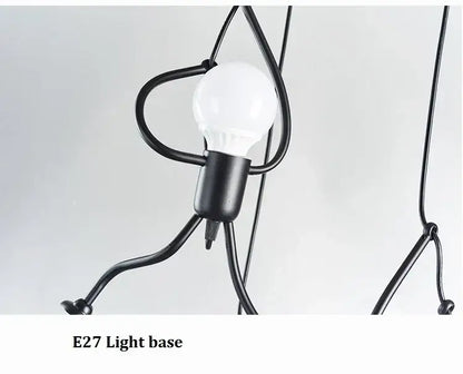 E27 light base of a vintage industrial chandelier highlighting its unique design and black finish.