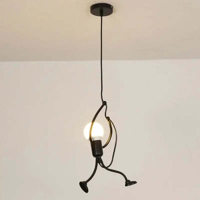 vintage industrial chandelier featuring a playful design with a black iron finish and E27 pendant light.