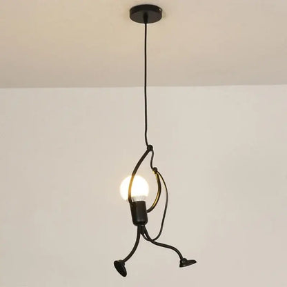 vintage industrial chandelier featuring a playful design with a black iron finish and E27 pendant light.