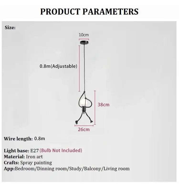 Vintage industrial chandelier product parameters showing dimensions and materials.