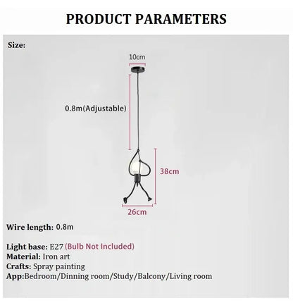 Vintage industrial chandelier product parameters showing dimensions and materials.