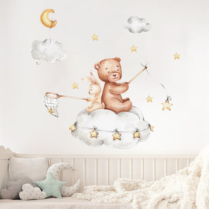 Kids Wall Sticker Bear Bunny Star Moon Wall Stickers-the Housite UK