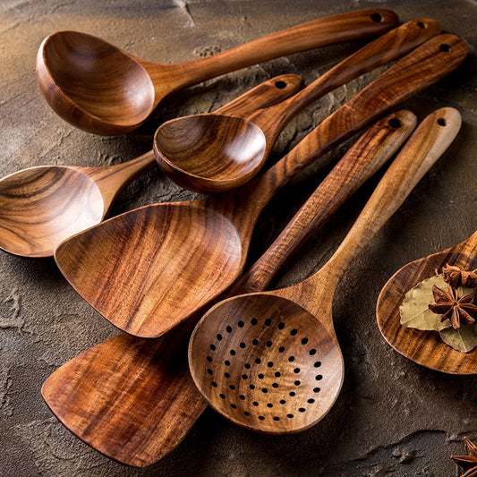 Teak Wood Kitchen utensil set-0-the Housite UK