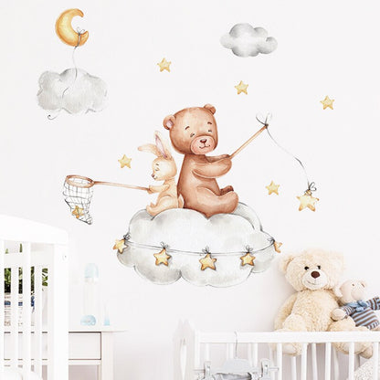 Kids Wall Sticker Bear Bunny Star Moon Wall Stickers-the Housite UK