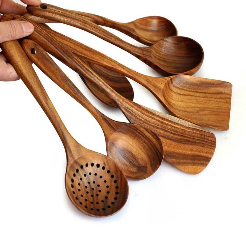 Teak Wood Kitchen utensil set-0-the Housite UK