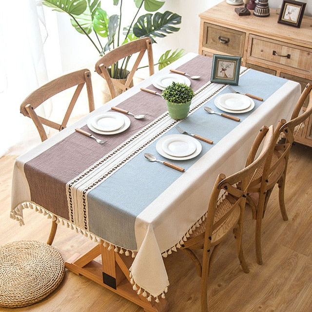 Cotton Linen Tablecloths, Wrinkle Free Anti-Fading-0-the Housite UK