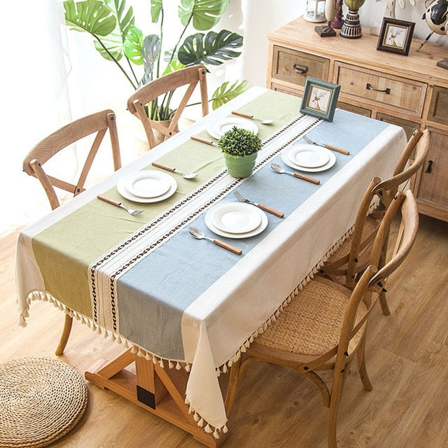 Cotton Linen Tablecloths, Wrinkle Free Anti-Fading-0-the Housite UK