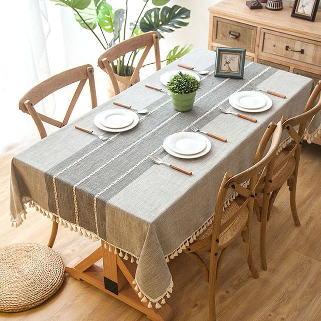 Cotton Linen Tablecloths, Wrinkle Free Anti-Fading-0-the Housite UK