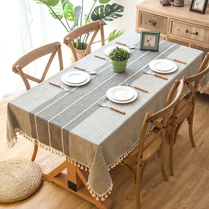 Cotton Linen Tablecloths, Wrinkle Free Anti-Fading-0-the Housite UK