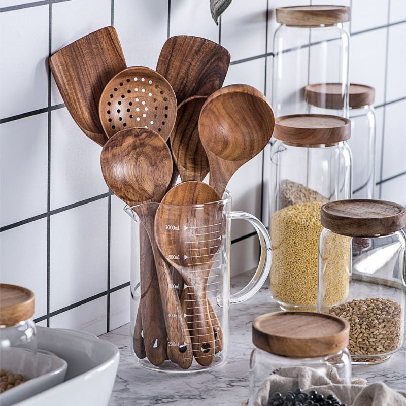 Teak Wood Kitchen utensil set-0-the Housite UK