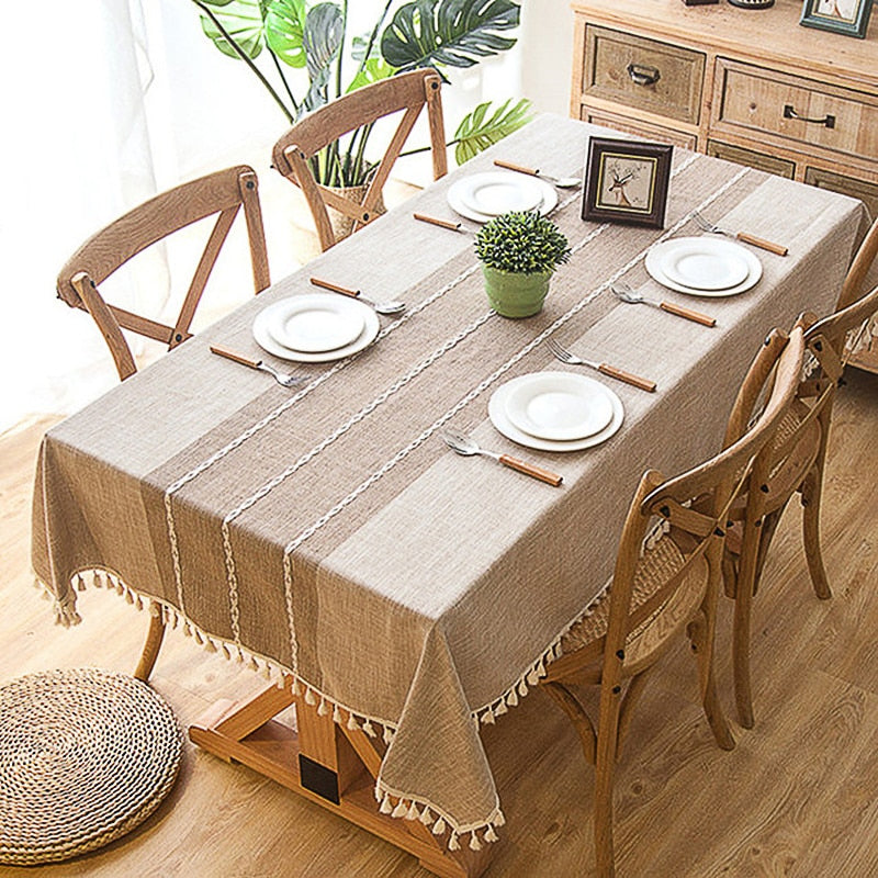 Cotton Linen Tablecloths, Wrinkle Free Anti-Fading-0-the Housite UK