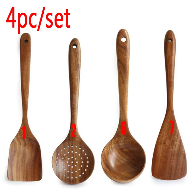 Teak Wood Kitchen utensil set-0-the Housite UK