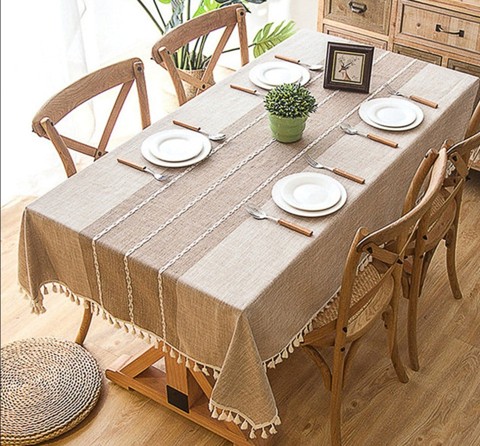 Cotton Linen Tablecloths, Wrinkle Free 