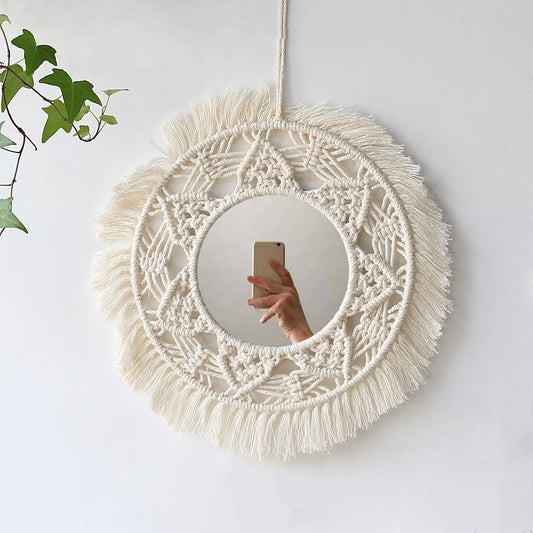 Decorative Boho Macramé Wall Mirror-the Housite UK