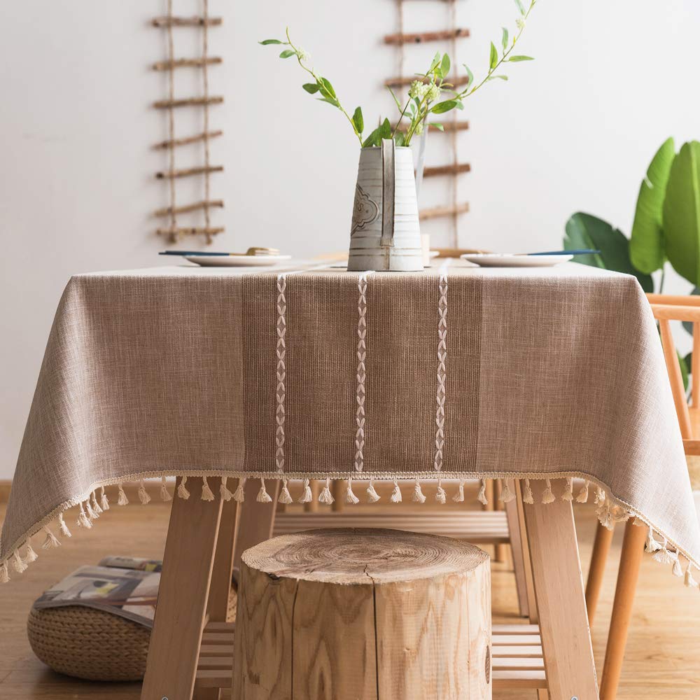 Cotton Linen Tablecloths, Wrinkle Free Anti-Fading-0-the Housite UK