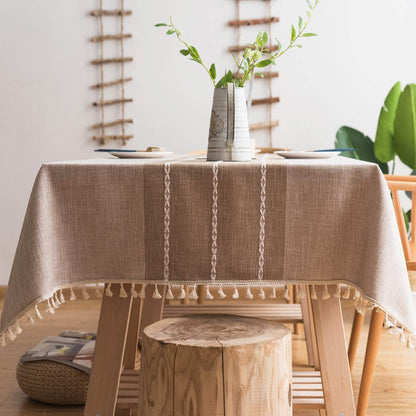 Cotton Linen Tablecloths, Wrinkle Free Anti-Fading-0-the Housite UK