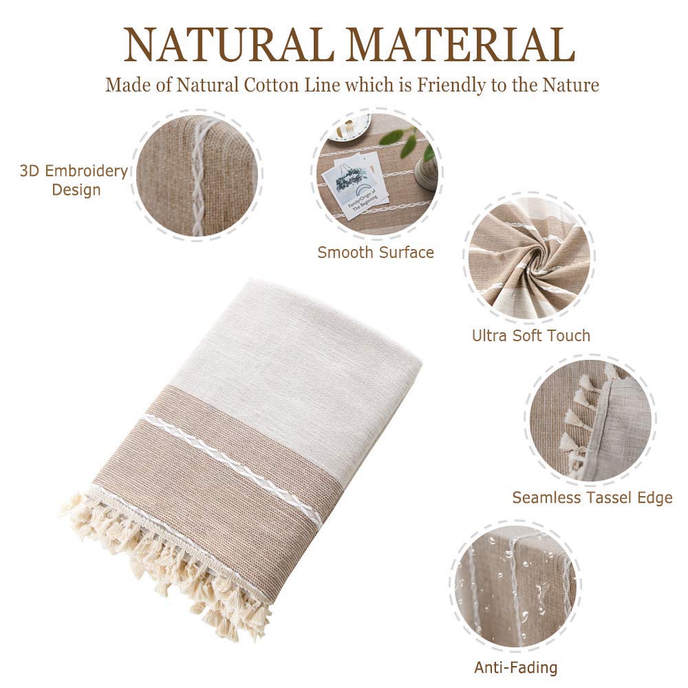Cotton Linen Tablecloths, Wrinkle Free Anti-Fading-0-the Housite UK