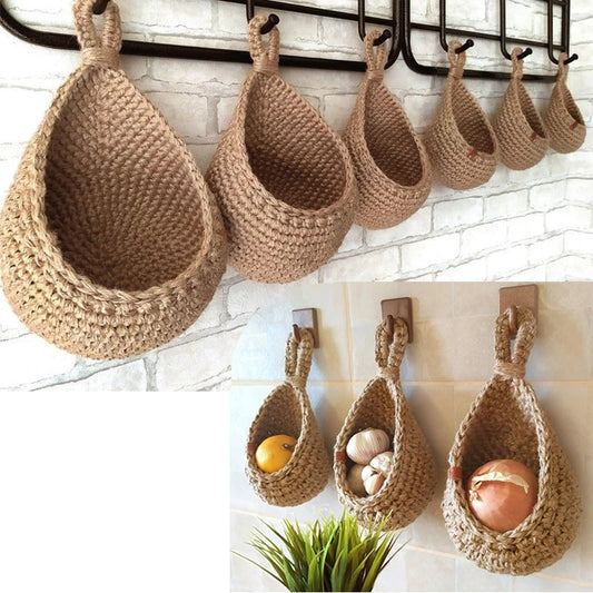 Handwoven Hanging Wall Vegetable Fruit Baskets-the Housite UK